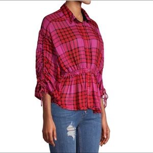 NWT Free People Plaid Button down Top